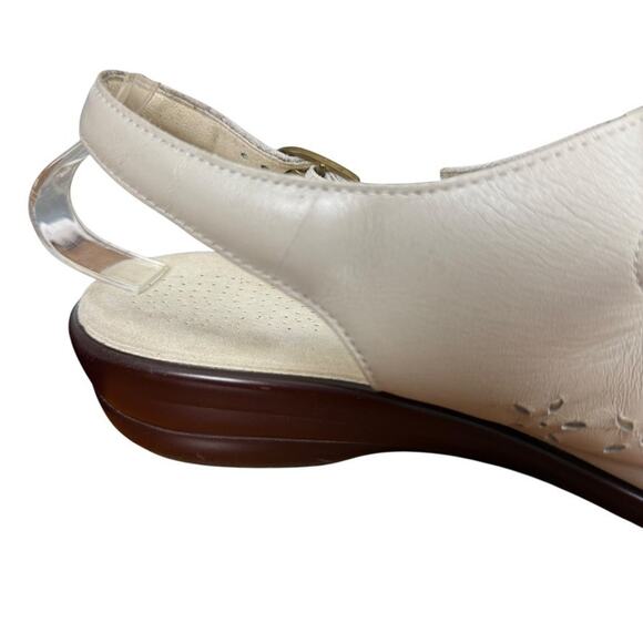 SAS Quatro Ivory Leather Slingback Comfort Sandals Shoes Open Toe USA Made 10 S - Picture 3 of 16